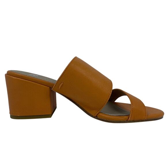 Eileen Fisher Rome Mule Sandal Womens 8 Orange Leather Straps Slip On Block Heel main image 7